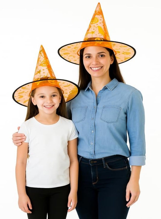 YUPPIN Orange Witch Hat with Golden Print - Halloween Party Hat for Kids & Adults Fancy Dress & Trick-or-Treat - Image 5